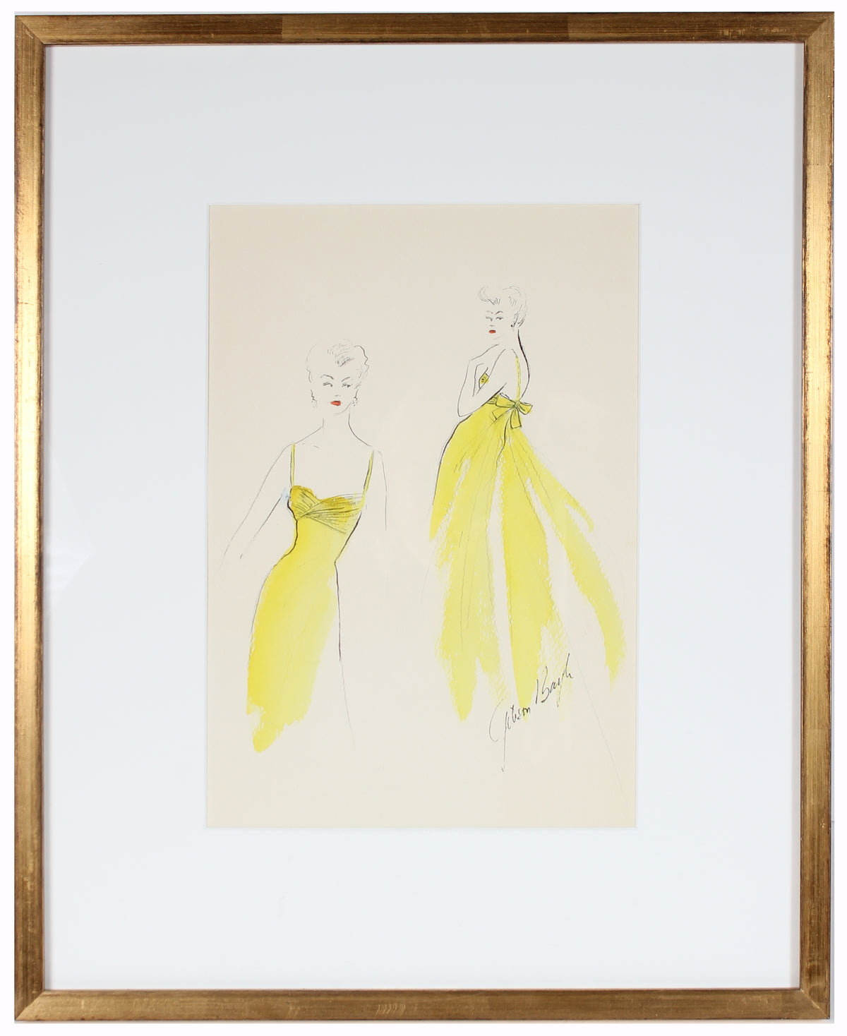Lemon Yellow Gown&lt;br&gt; Gouache &amp; Ink Fashion Illustration&lt;br&gt;&lt;br&gt;#26562