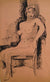 Coy Female Nude<br>Ink Wash 1930-50s<br><br>#16052