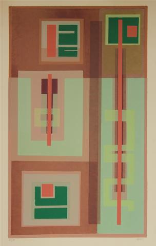 Shape Study, Brown & Green<br>1960s Serigraph<br><br>#19483