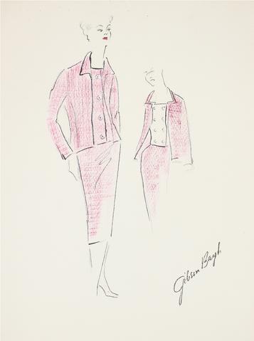 Matching Pink Suit&lt;br&gt; Gouache &amp; Ink Fashion Illustration&lt;br&gt;&lt;br&gt;#26540