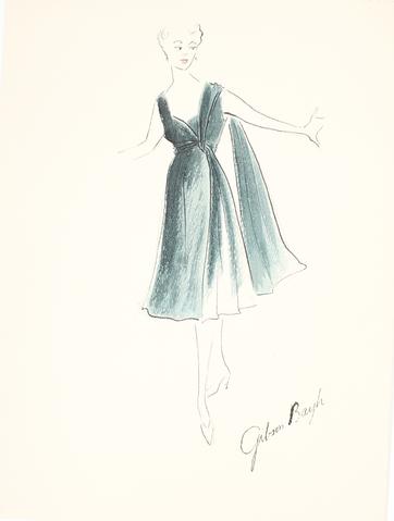 Cocktail Dress in Teal<br> Gouache & Ink Fashion Illustration<br><br>#26549