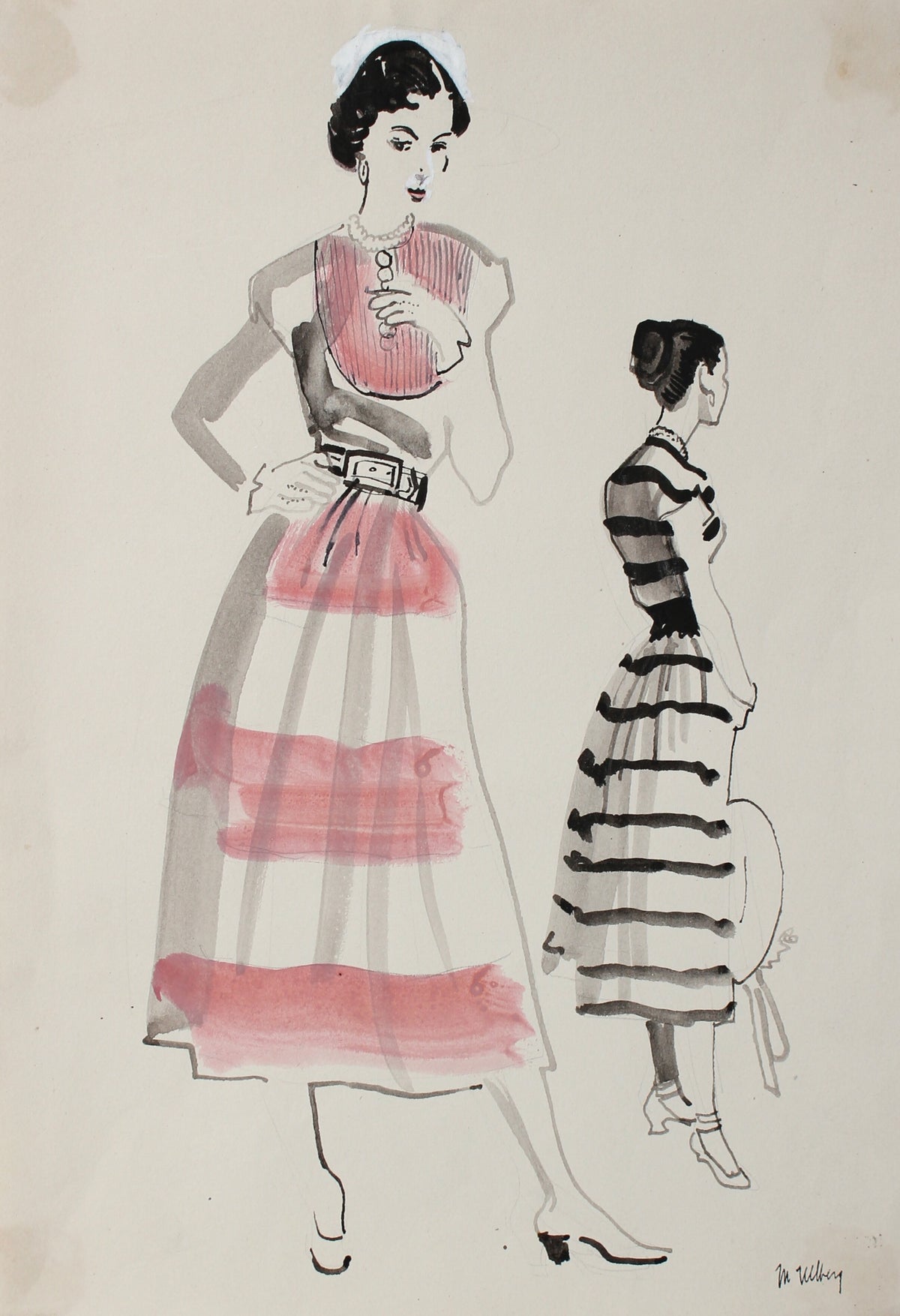 Model Pair in Stripes&lt;br&gt;Mixed Media, 1946-54&lt;br&gt;&lt;br&gt;#3659