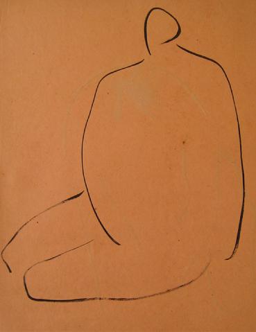 Deconstructed Figure Line Drawing<br>1930-50s Pen & Ink<br><br>#15992