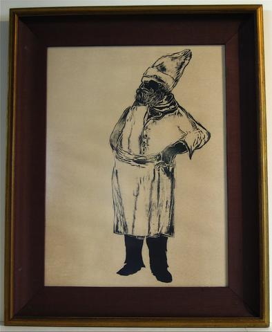 Chef At A Bistro<br>1961 Woodcut<br><br>#8607
