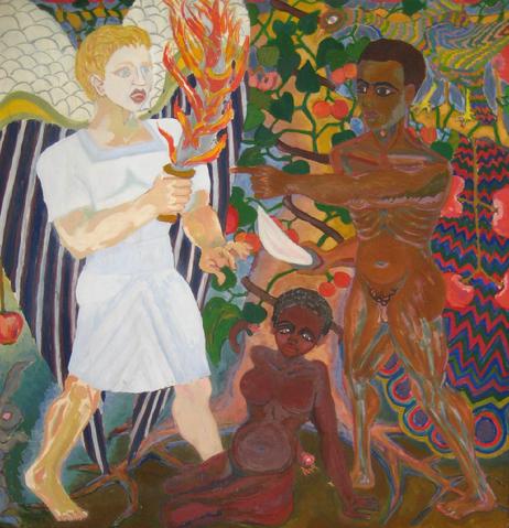 <i>Huey Newton Confronts the Archangel Gabriel in the Garden of Eden</i><br>Biblical Oil Scene<br><br>#4821