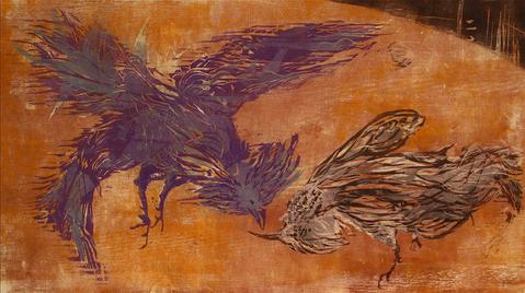<i>The Cock Fight</i><br>1963 Woodcut<br><br>#9095