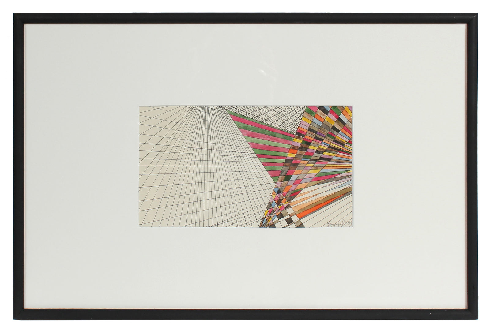 Color Study on a Warping Grid <br>1967 Ink & Watercolor <br><br>#72109