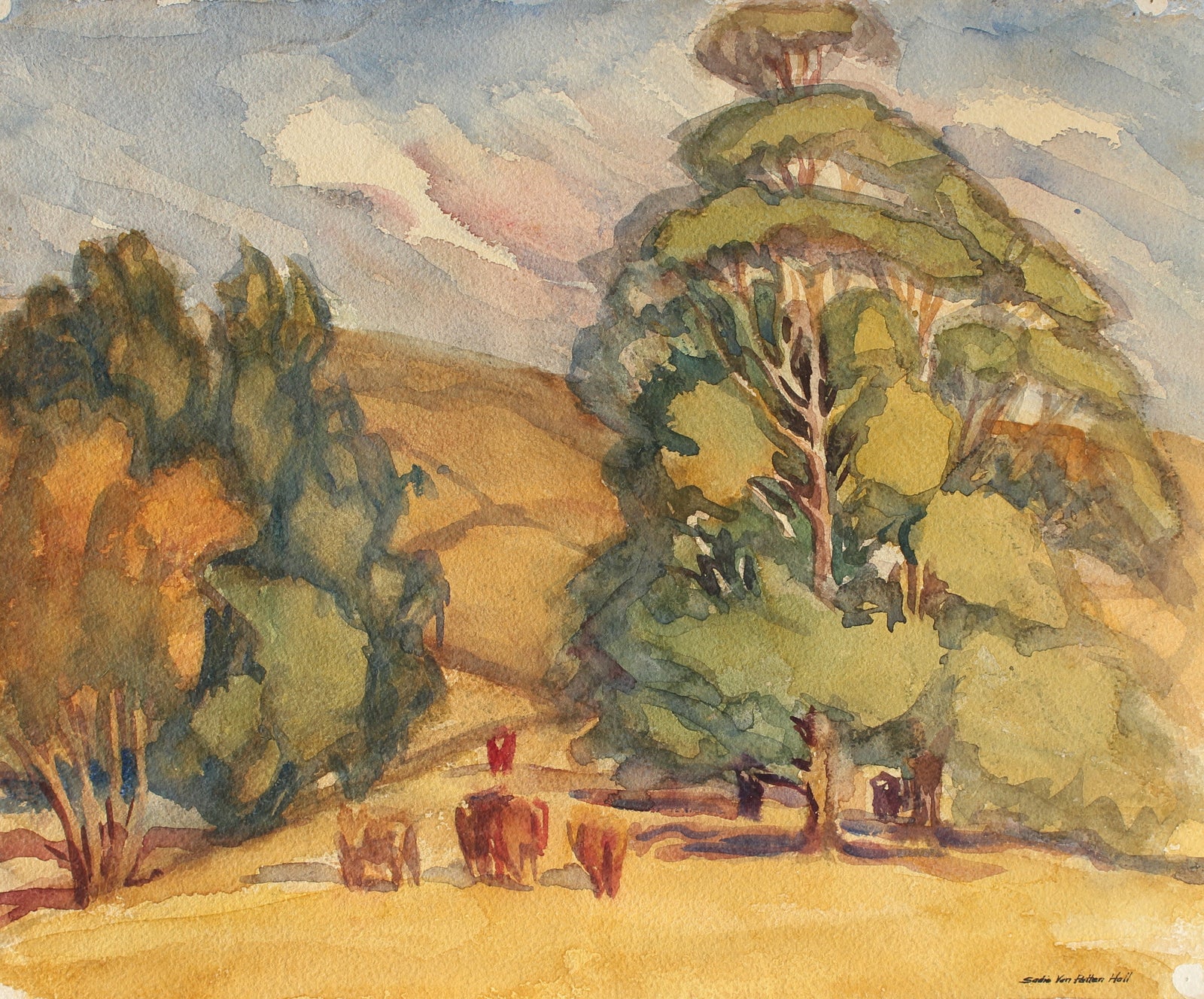 Bay Area Rural Landscape<br>Mid Century Watercolor<br><br>#88051