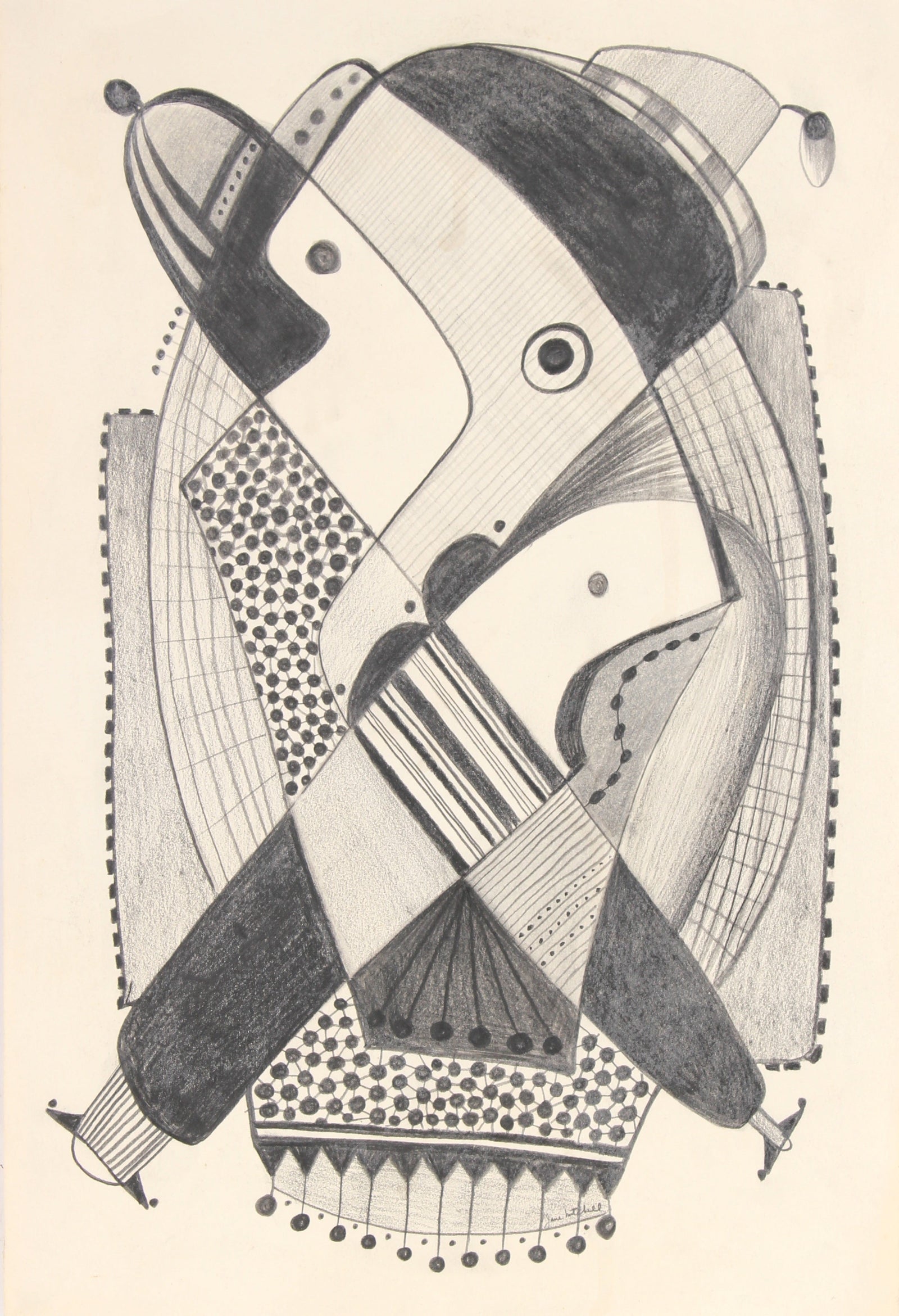 Intricate Modernist Abstract <br>1970-80s Graphite <br><br>#91527