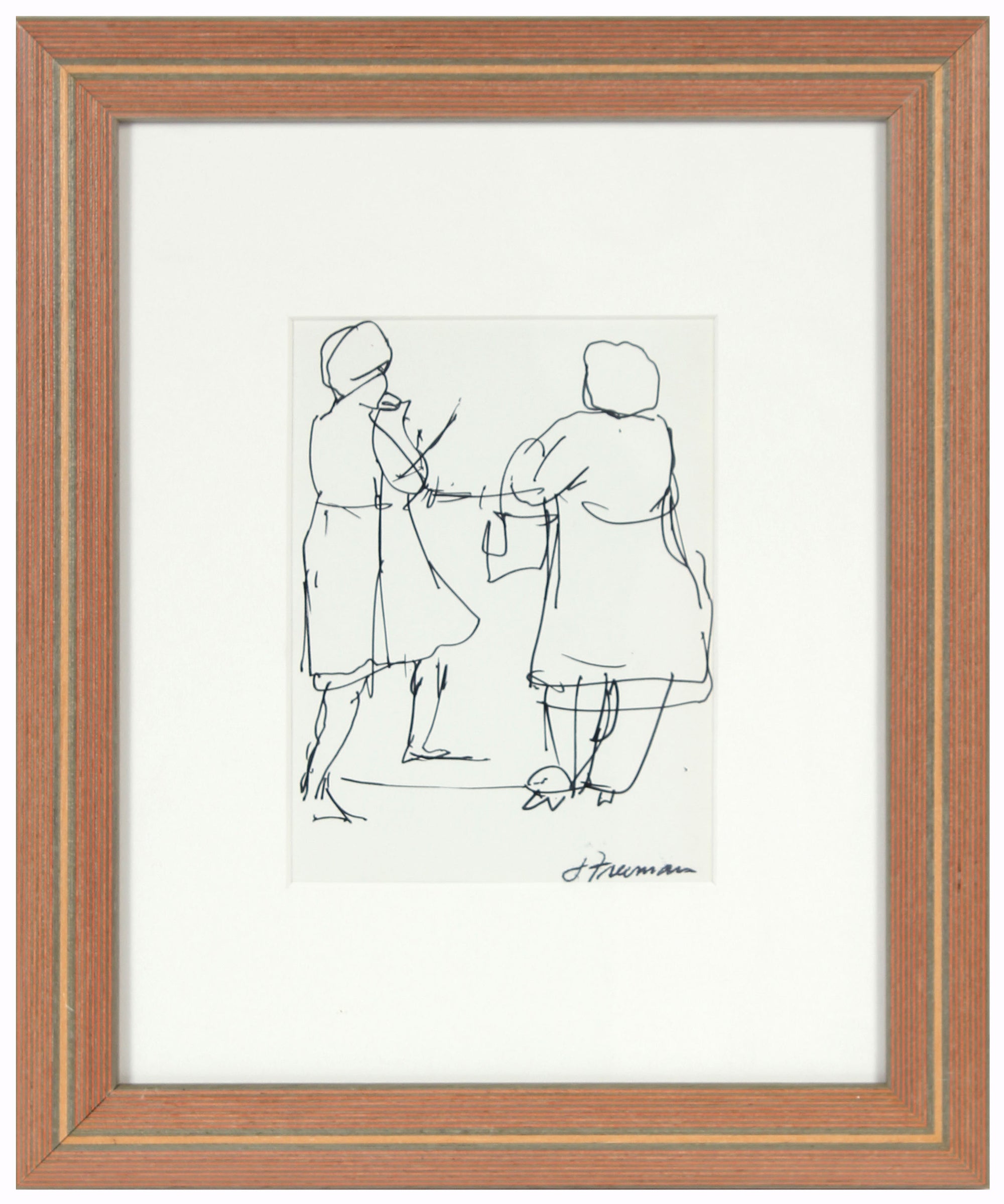 Two Women Chatting<br>1960-70s Ink on Paper<br><br>#94992