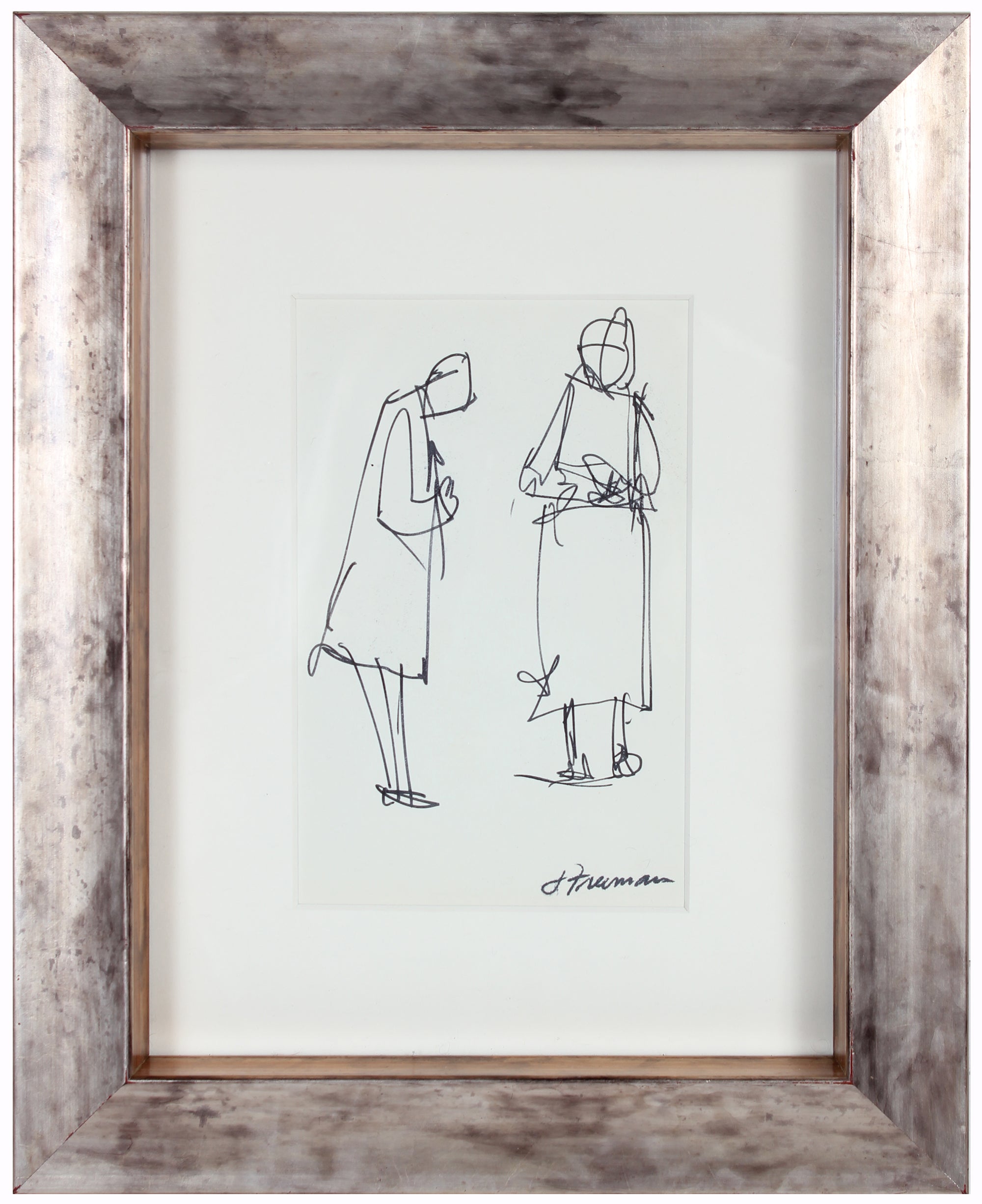 Ladies Conversing<br>1960-70s Ink on Paper<br><br>#94994