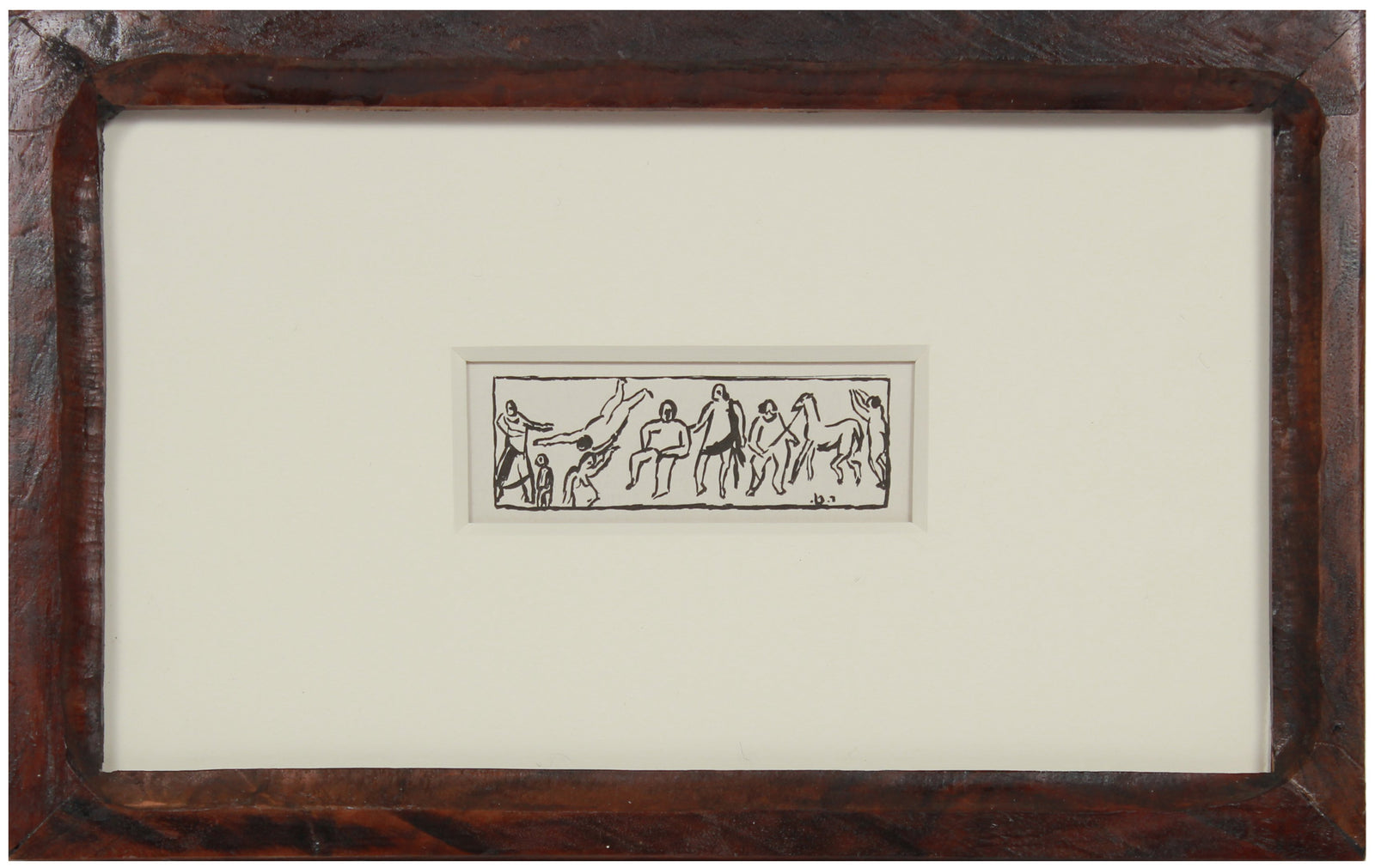 Expressionist Figures Scene with Horse <br>Early 20th Century Mimeograph <br><br>#95880