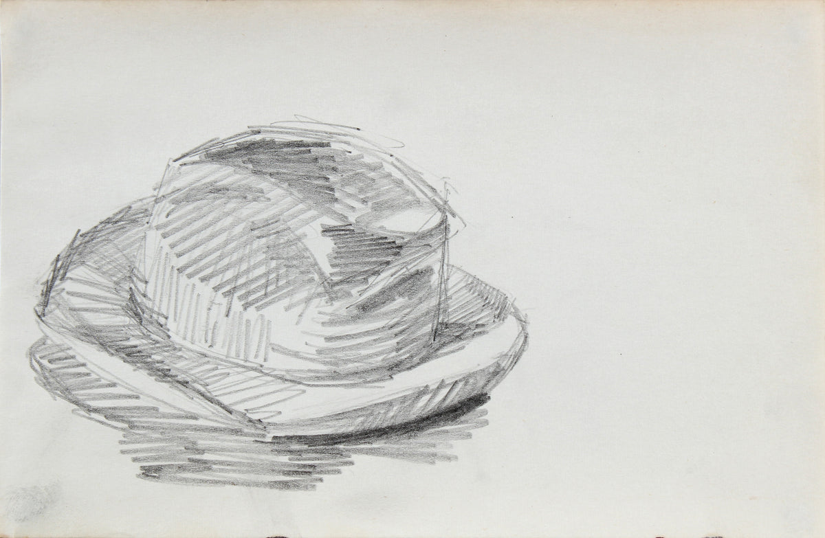 Vintage Monochrome Hat Sketch &lt;br&gt;1963 Graphite &lt;br&gt;&lt;br&gt;#96742