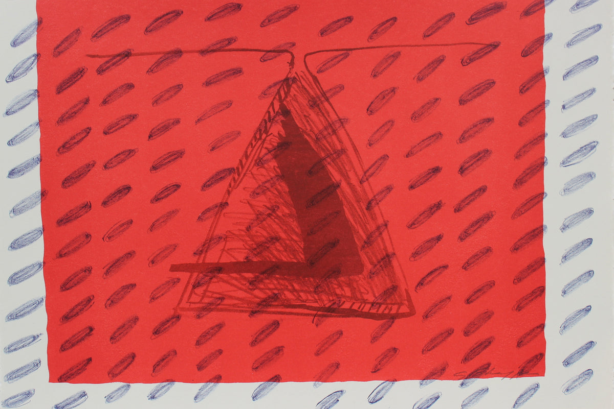 Abstracted Print in Red&lt;br&gt;1999 Lithograph &lt;br&gt;&lt;br&gt;#96837