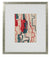 Geometric Modernist Abstract in Blue & Red<br>1960s Ink<br><br>#97722