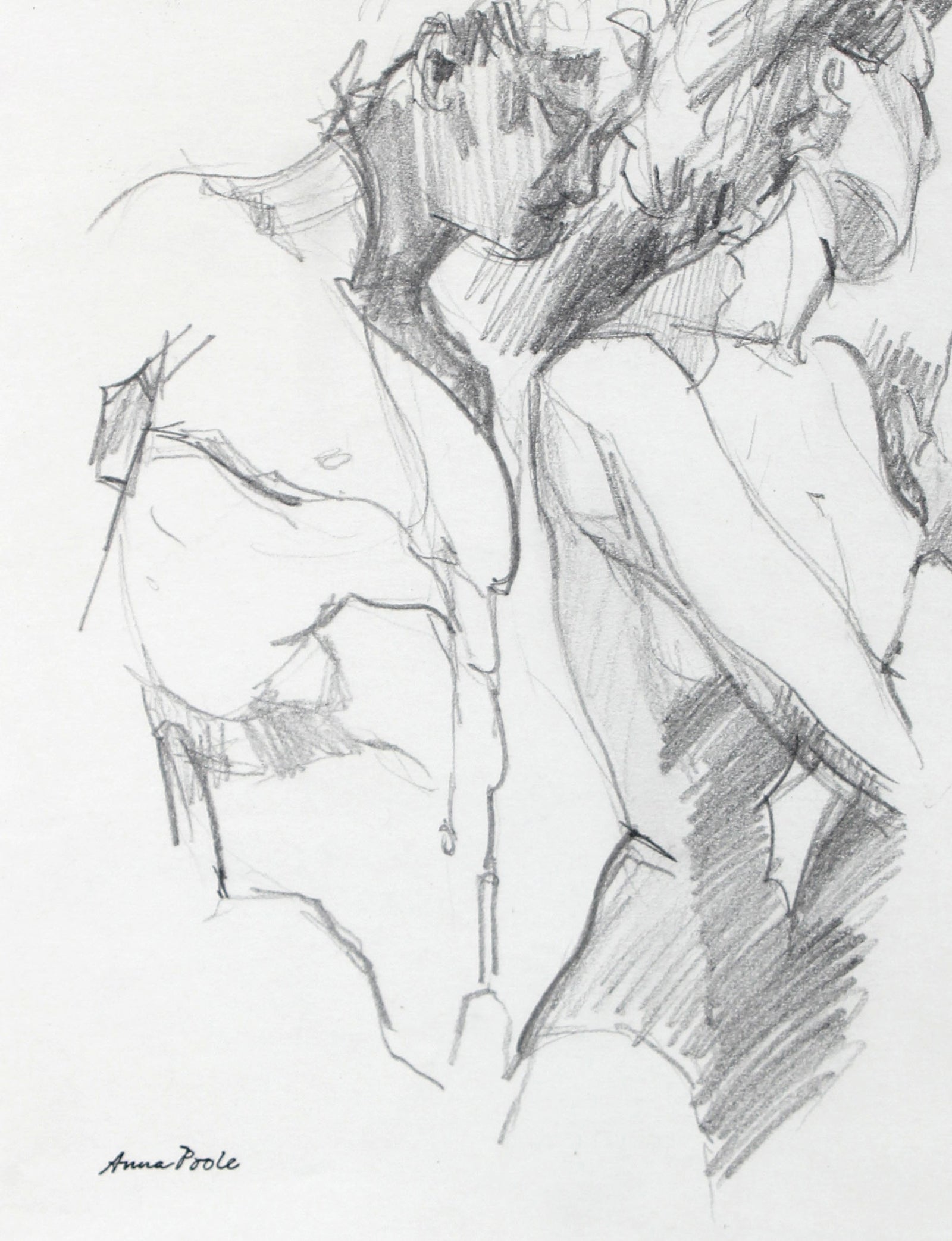 Nude Figure Pair <br>20th Century Graphite <br><br>#98940