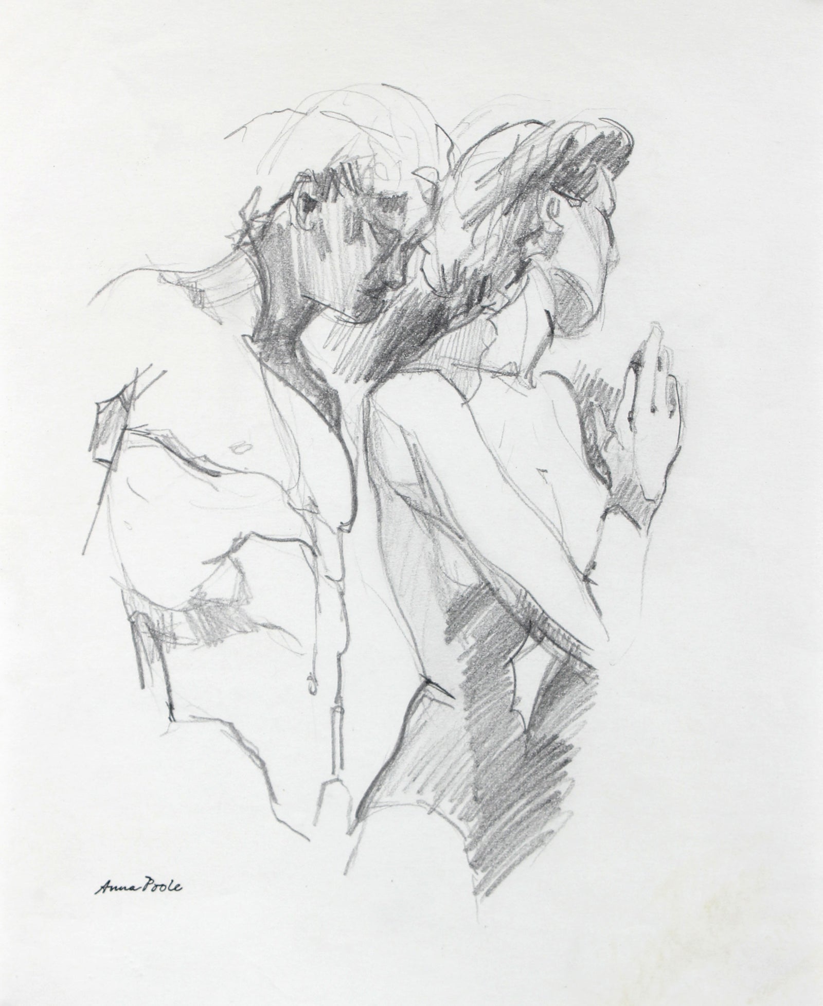 Nude Figure Pair <br>20th Century Graphite <br><br>#98940