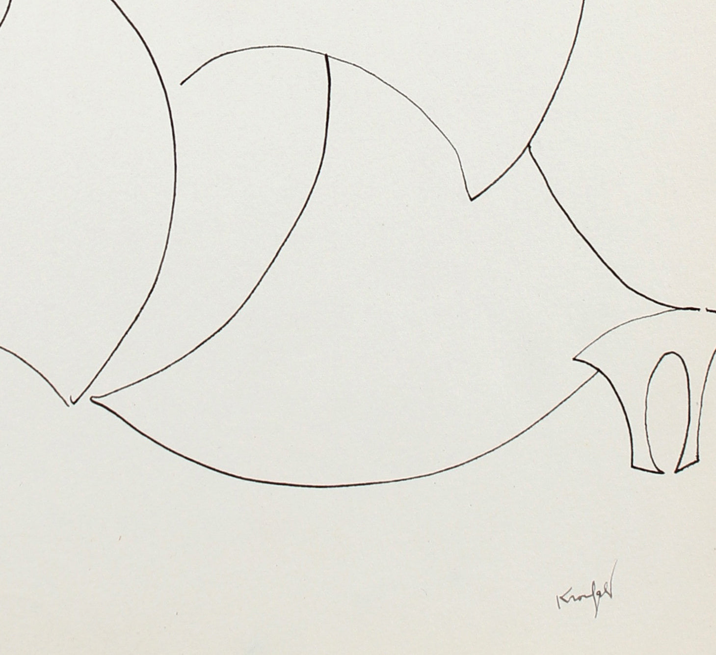 Abstracted Geometric Drawing <br>1960-80s Ink <br><br>#99554