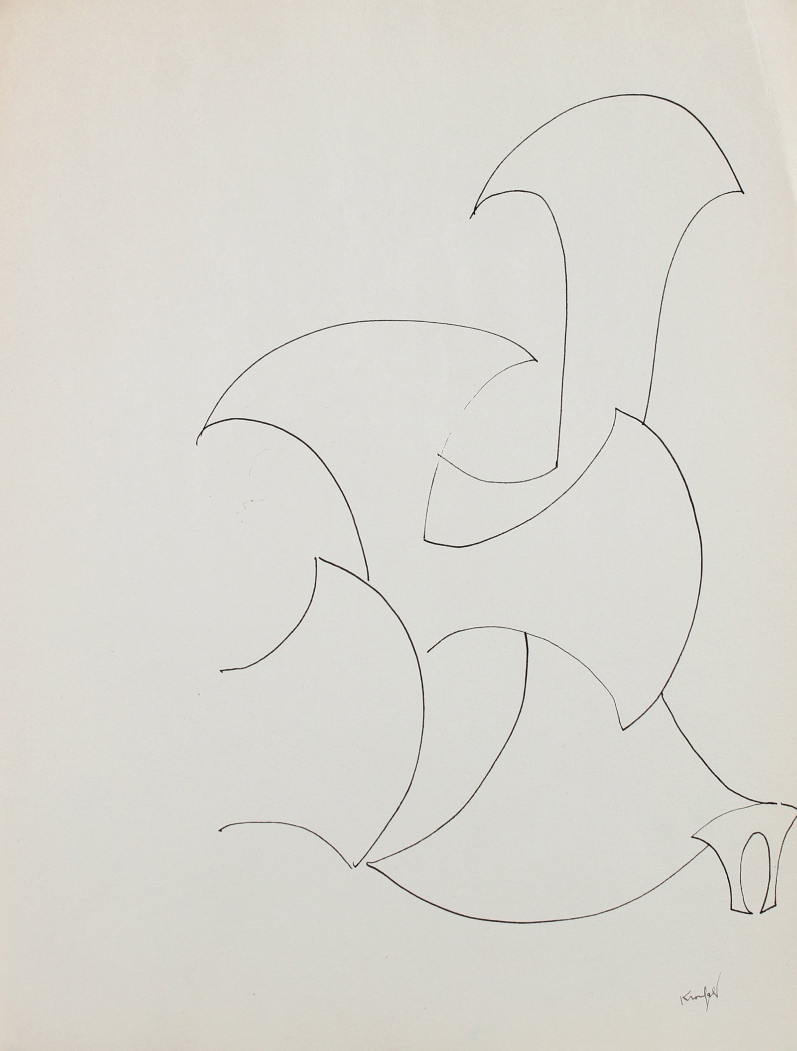 Abstracted Geometric Drawing <br>1960-80s Ink <br><br>#99554