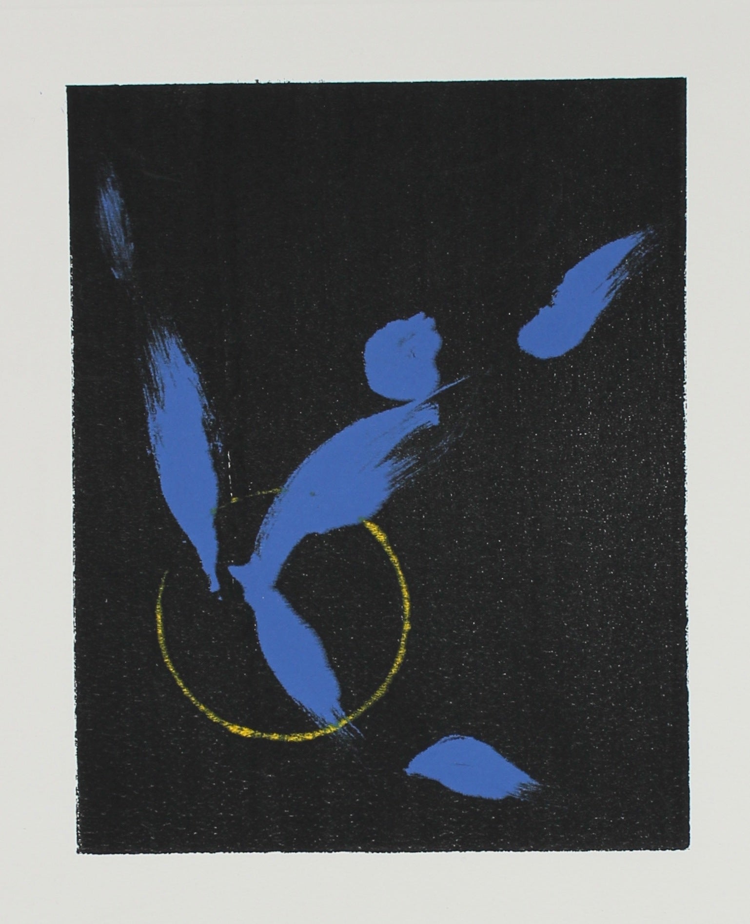 Abstract Print in Black Blue and Yellow<br>1990-2000s Monotype <br><br>#99633