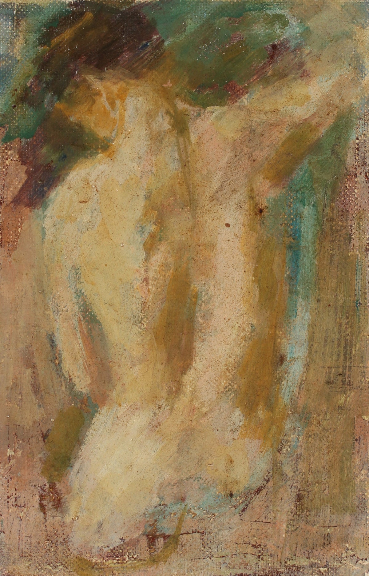 Impressionist Female Nude From Behind &lt;br&gt;1960s Oil &lt;br&gt;&lt;br&gt;#A2212