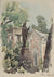 Statue in the Park<br>1958 Watercolor & Graphite<br>Krizh<br><br>#A3011