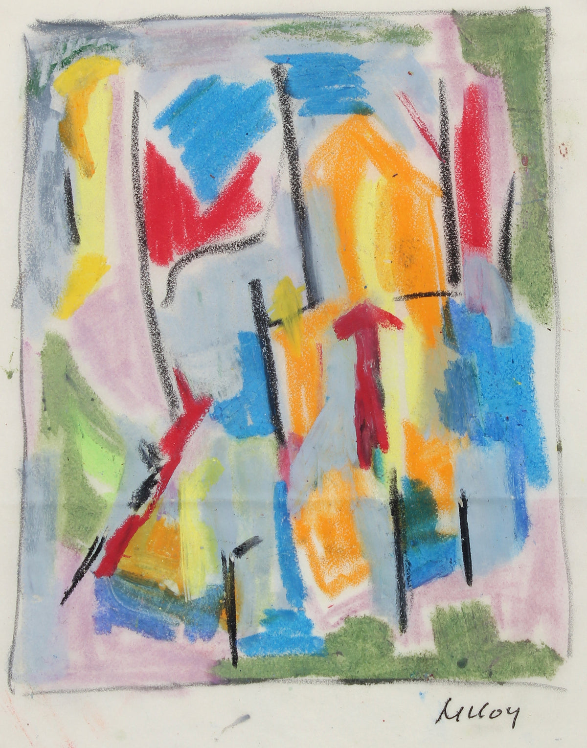 Abstracted City Scene &lt;br&gt;20th Century Pastel &lt;br&gt;&lt;br&gt;#A5645