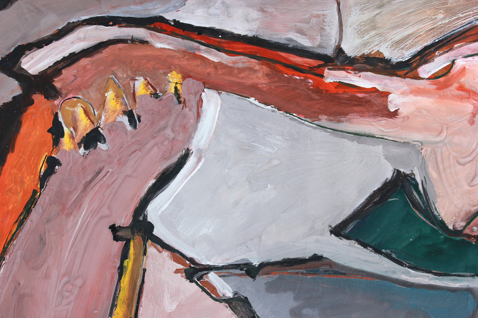 Large-Scale Abstract Expressionist Painting <br>1960-70s Mixed Media on Paper <br><br>#C0191