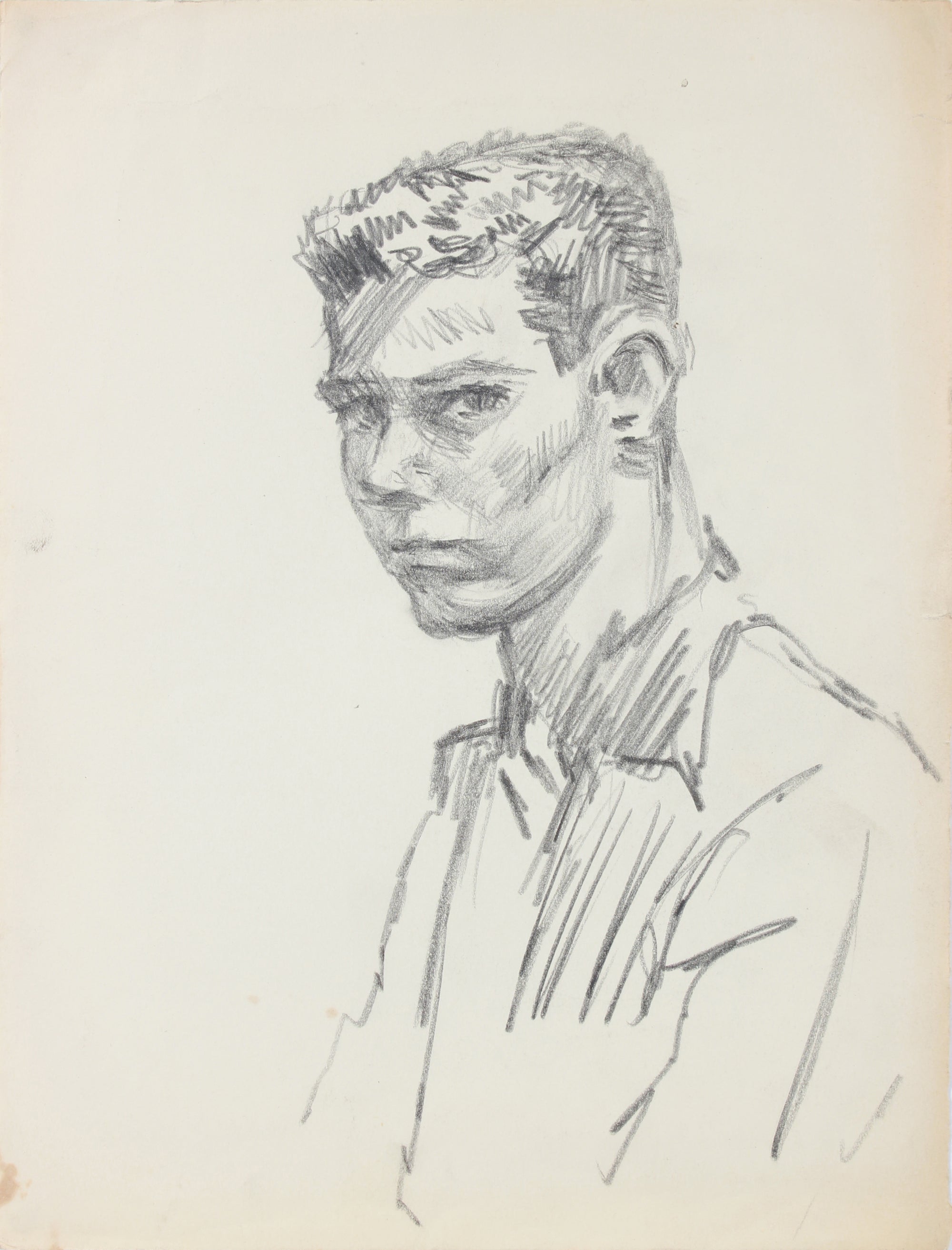 Striking Portrait Study <br>1940-50s Graphite <br><br>#A8527