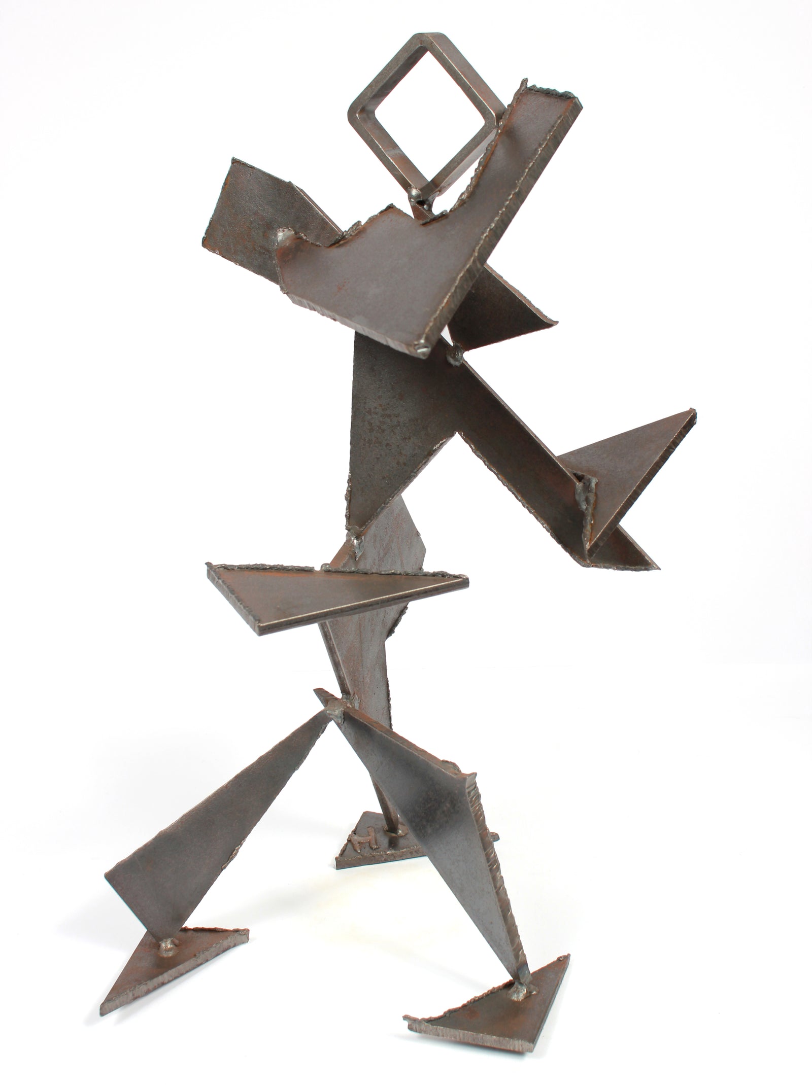 Geometric Standing Form in Motion <br>20th Century Welded Steel <br><br>#A9285