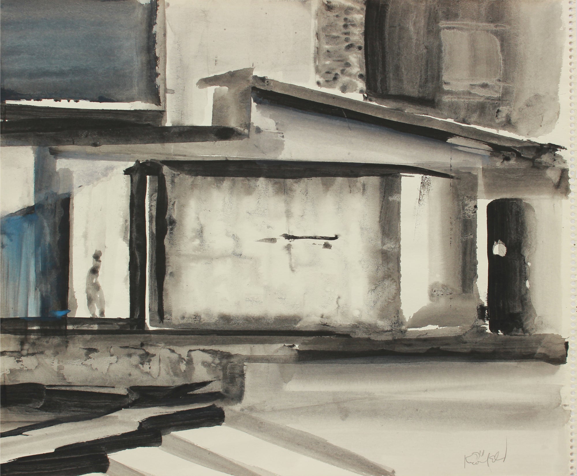 Abstracted Cityscape <br>1960s Gouache <br><br>#A9667