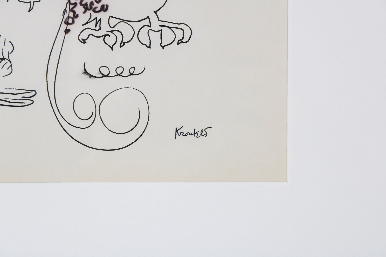 Intricate Floral Modernist Drawing <br>1960-80s Ink on Paper <br><br>#A9678