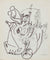 Surreal Rhinoceros Drawing <br>1960-80s Ink and Graphite <br><br>#A9684