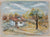 Landscape with House & Tree <br>1940-50s Ink, Watercolor & Acrylic <br><br>#B0785