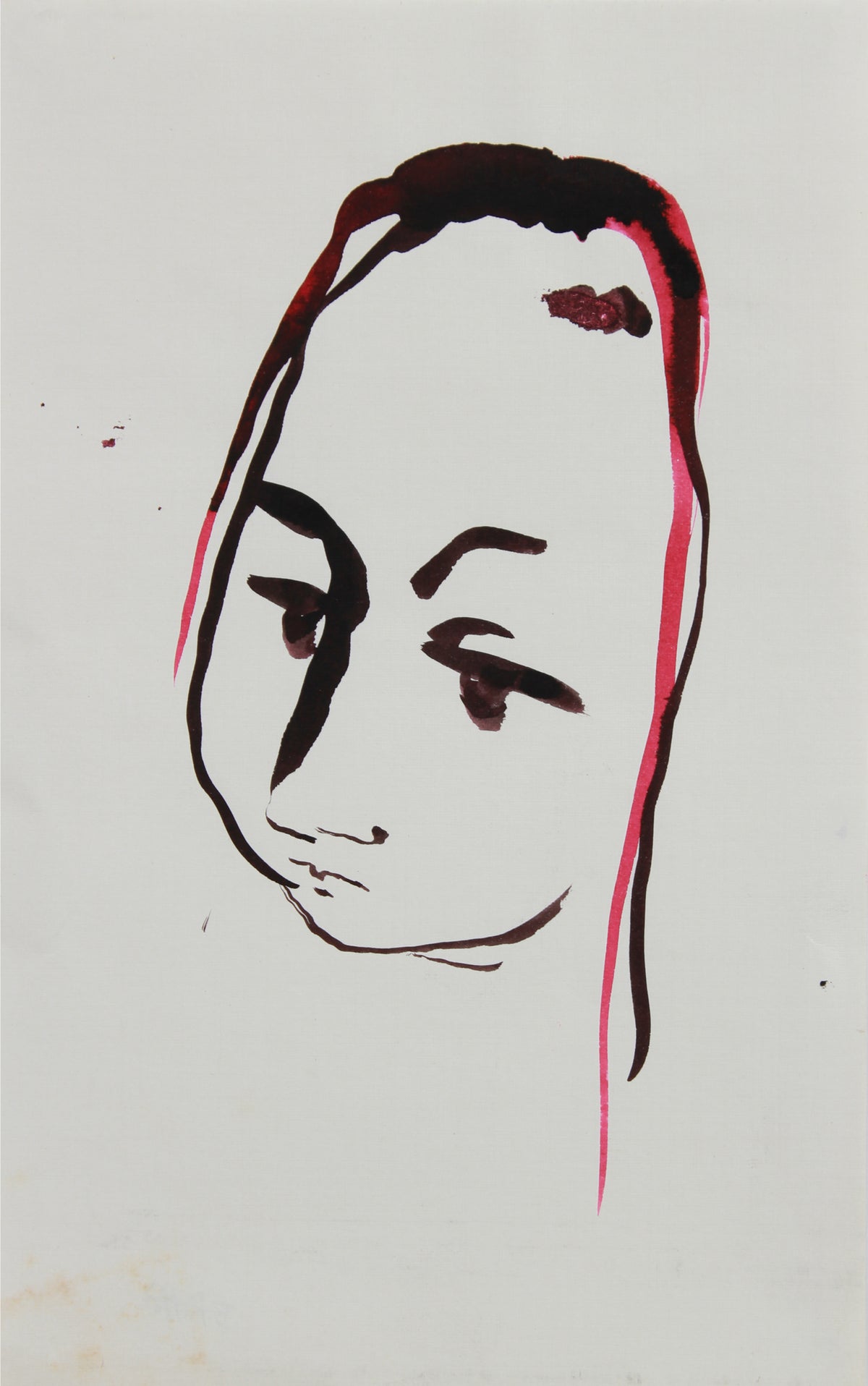 Black &amp; Red Portrait Abstraction &lt;br&gt;1940-60s Gouache &lt;br&gt;&lt;br&gt;#B0907