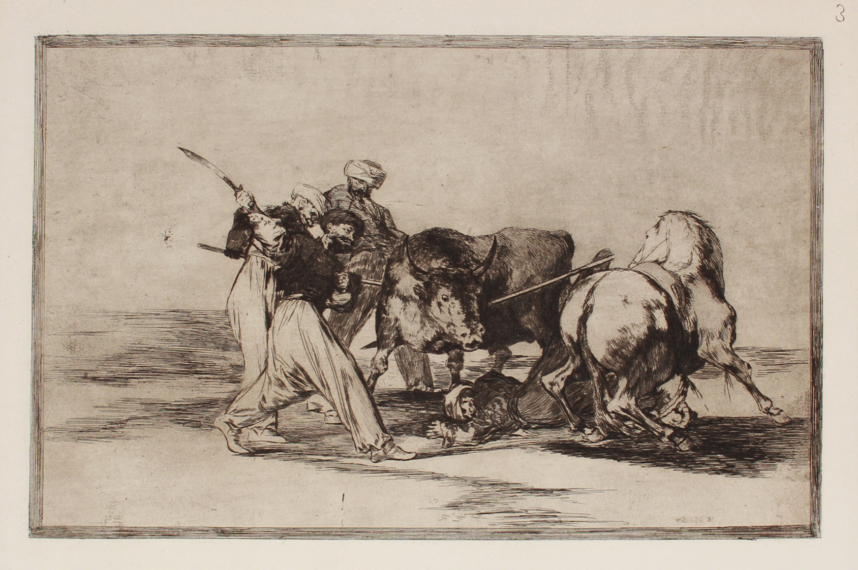 <i>La Tauromaquia</i> (The Bull Fighting Series) Plate 3 <br>1876 Drypoint Etching & Aquatint <br><br>#B1016