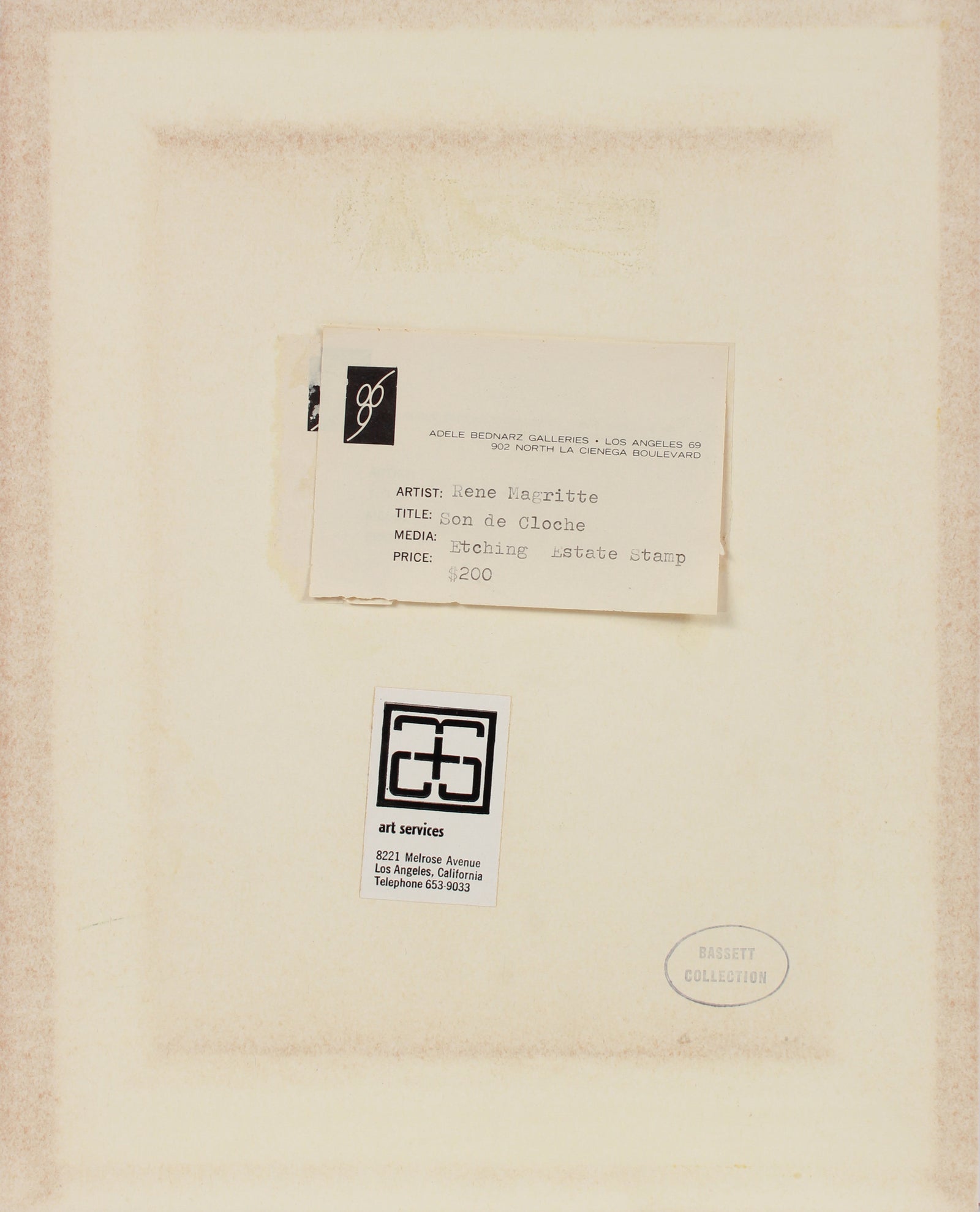 <i>La leçon de musique/Son de cloche (The Music Lesson/The Sound of The Bell)</i> <br>1968 Etching <br><br>#B1020