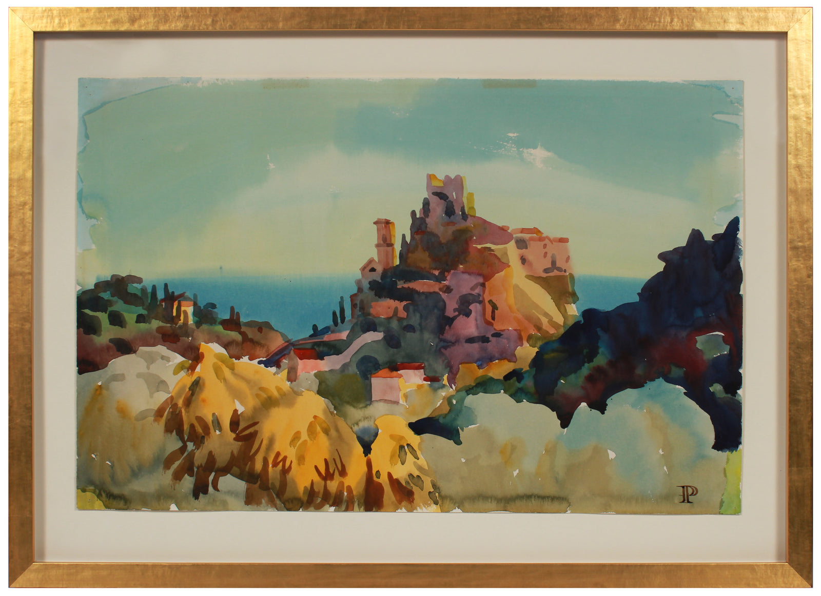 View of the Coast, Europe <br>1964 Watercolor <br><br>#B1989