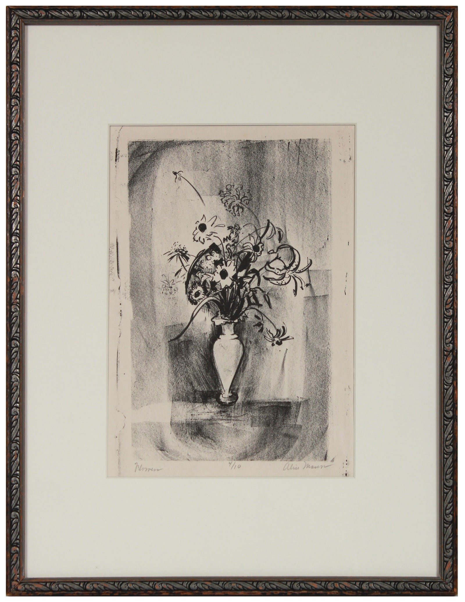 <I>Flowers</I> <br>Mid 20th Century Lithograph <br><br>#B2081