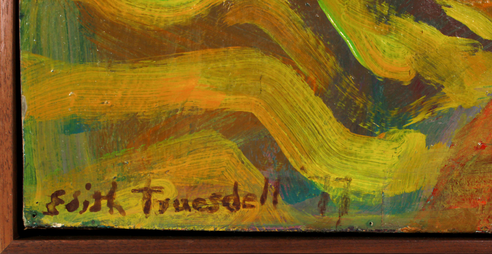 Abstracted Figure & Trees <br>1977 Acrylic <br><br>#B2347