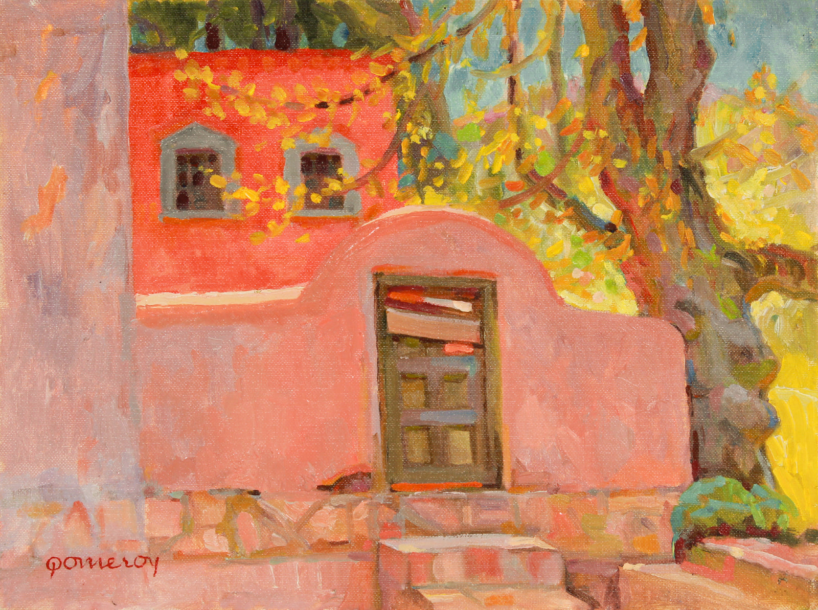 Red Adobe Home <br>20th Century Oil <br><br>#B2686