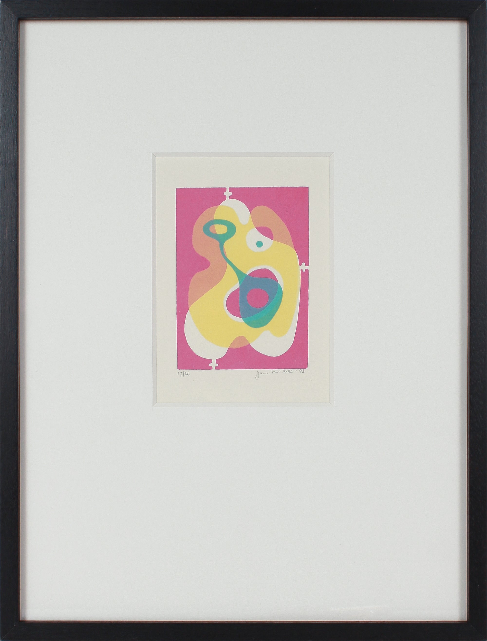 Pink & Yellow Modernist Forms <br>1983 Serigraph <br><br>#B3357