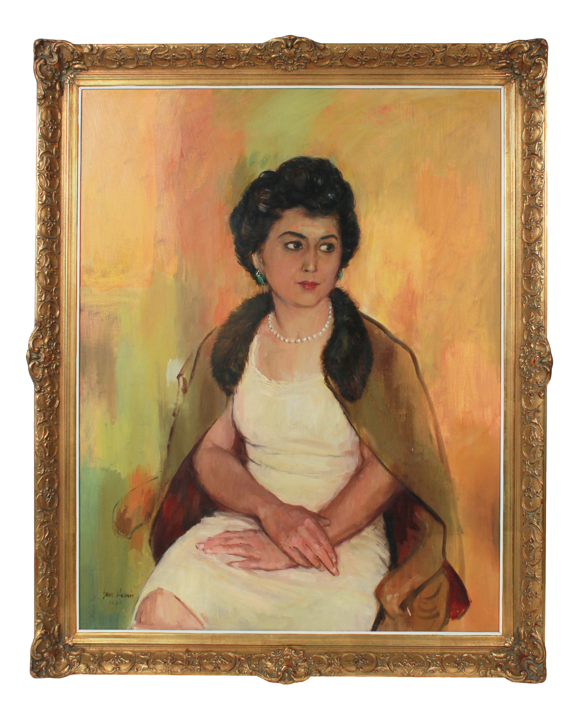 Elegant Female Portrait &lt;br&gt;1964 Oil &lt;br&gt;&lt;br&gt;#B3437