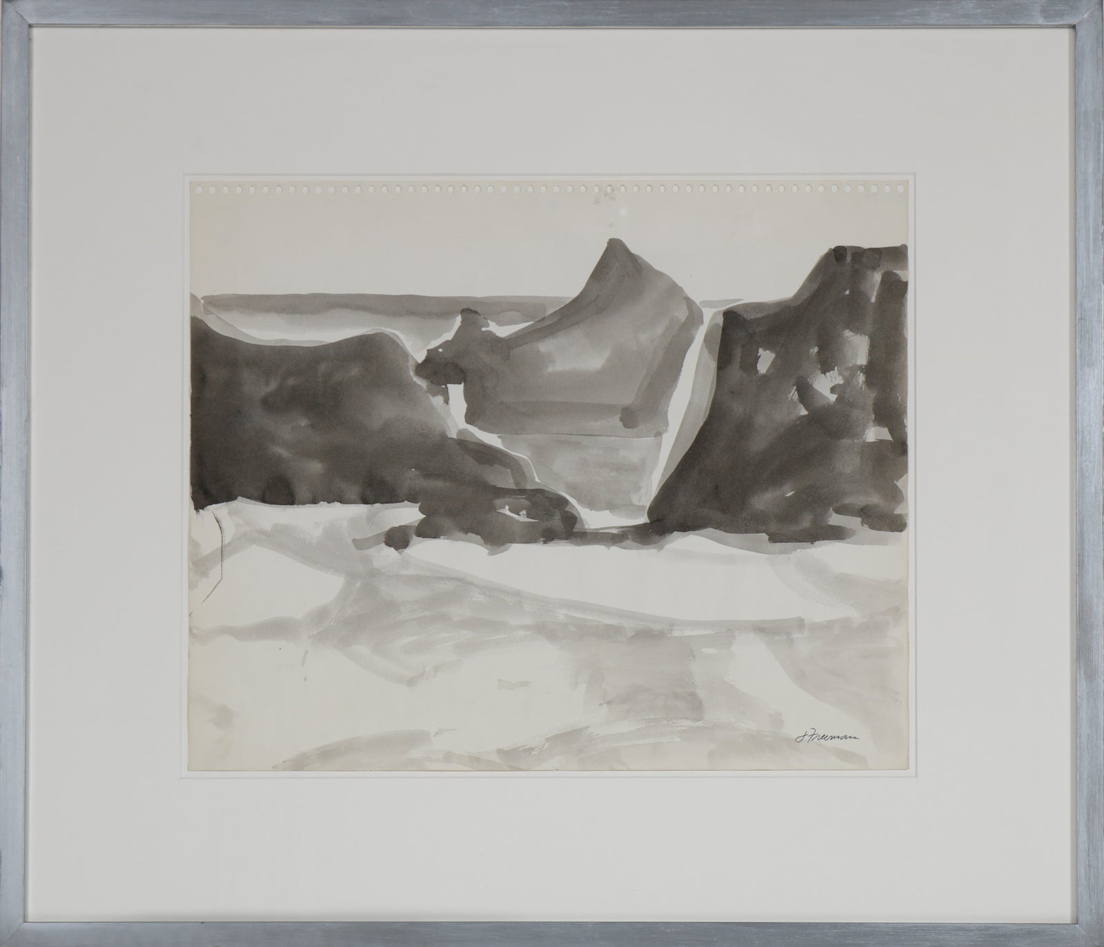 Rocky Coast <br>1970s Ink Wash <br><br>#B4351