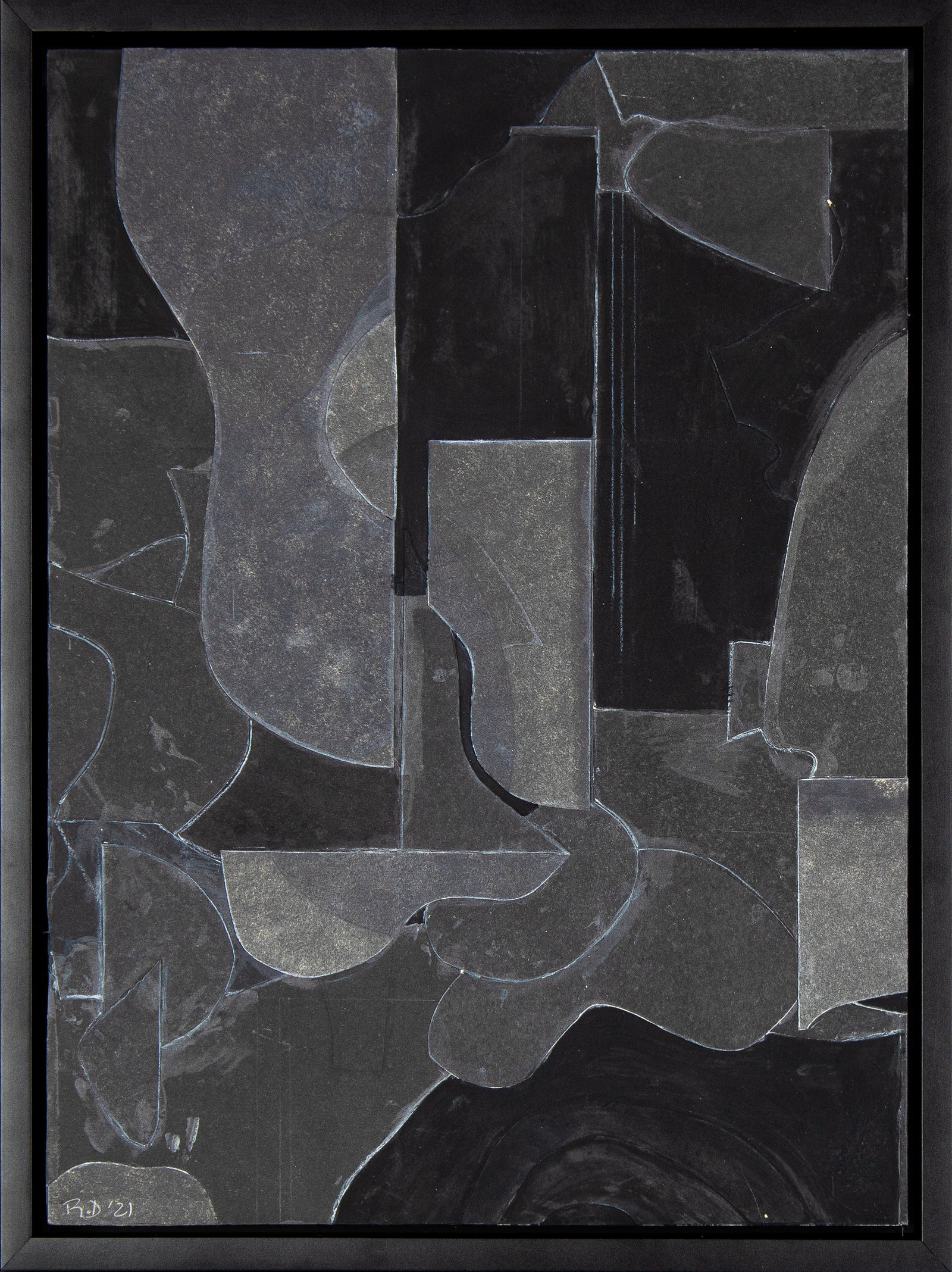 <i>Shadow on Shadow</i> <br>2021 Collage on Wood <br><br>#B5010