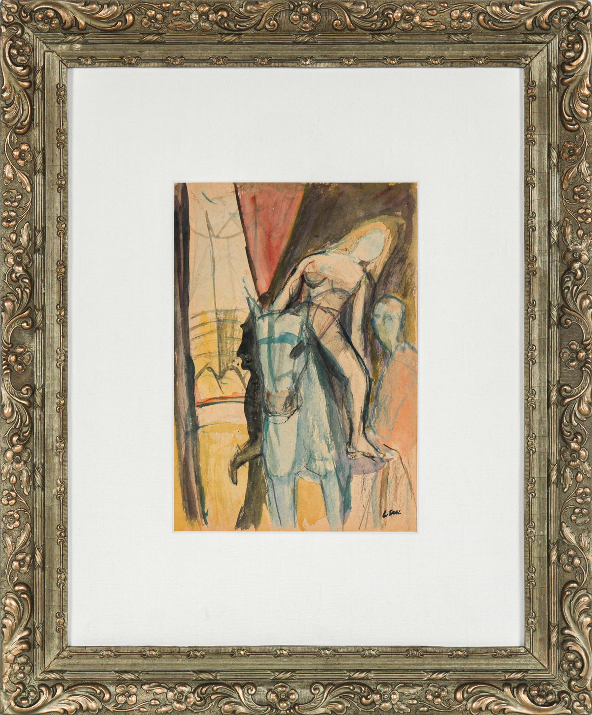Circus Performer with Horse &lt;br&gt;1949 Watercolor &lt;br&gt;&lt;br&gt;#B5164