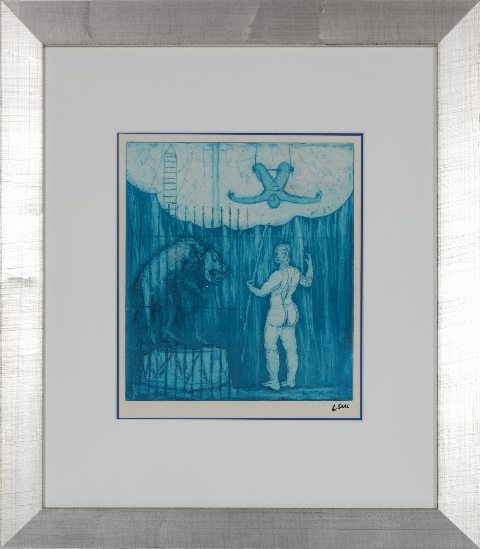 Circus Scene with Tiger <br>1973 Etching <br><br>#B5199
