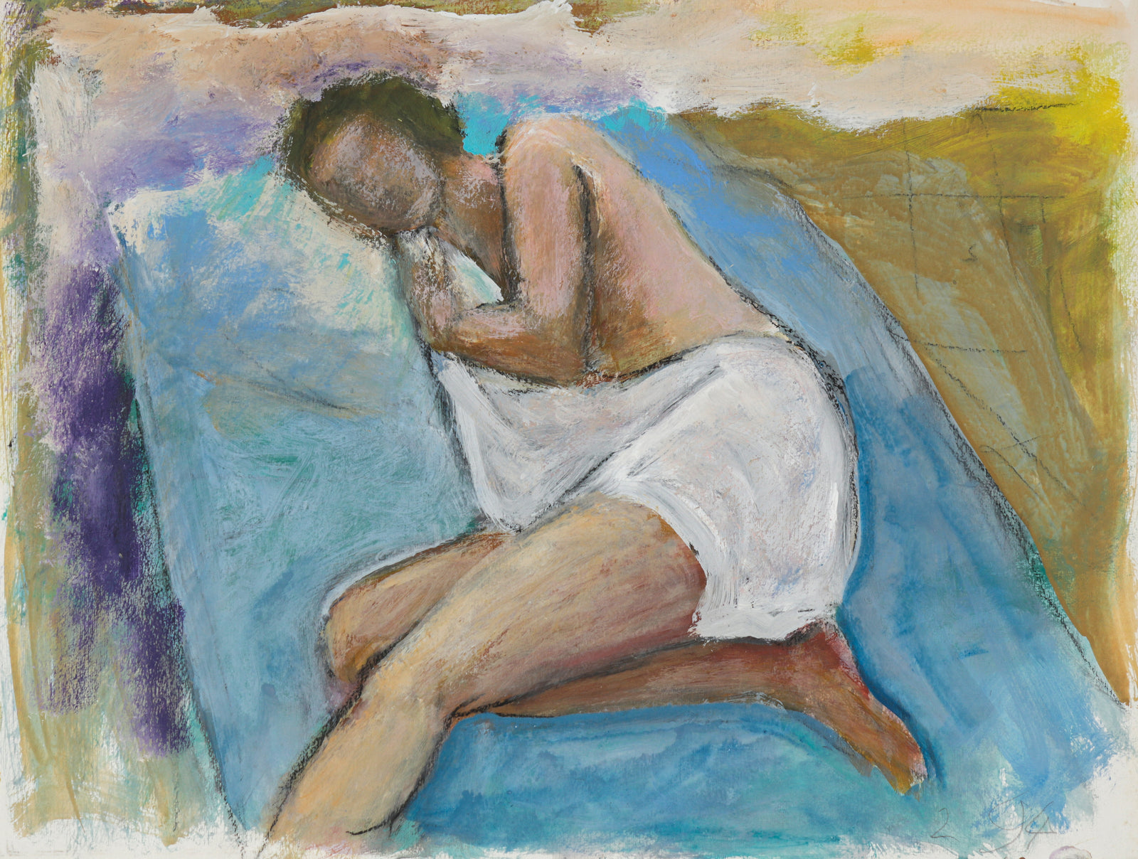 Abstracted Lounging Figure <br>1994 Mixed Media <br><br>#B5244