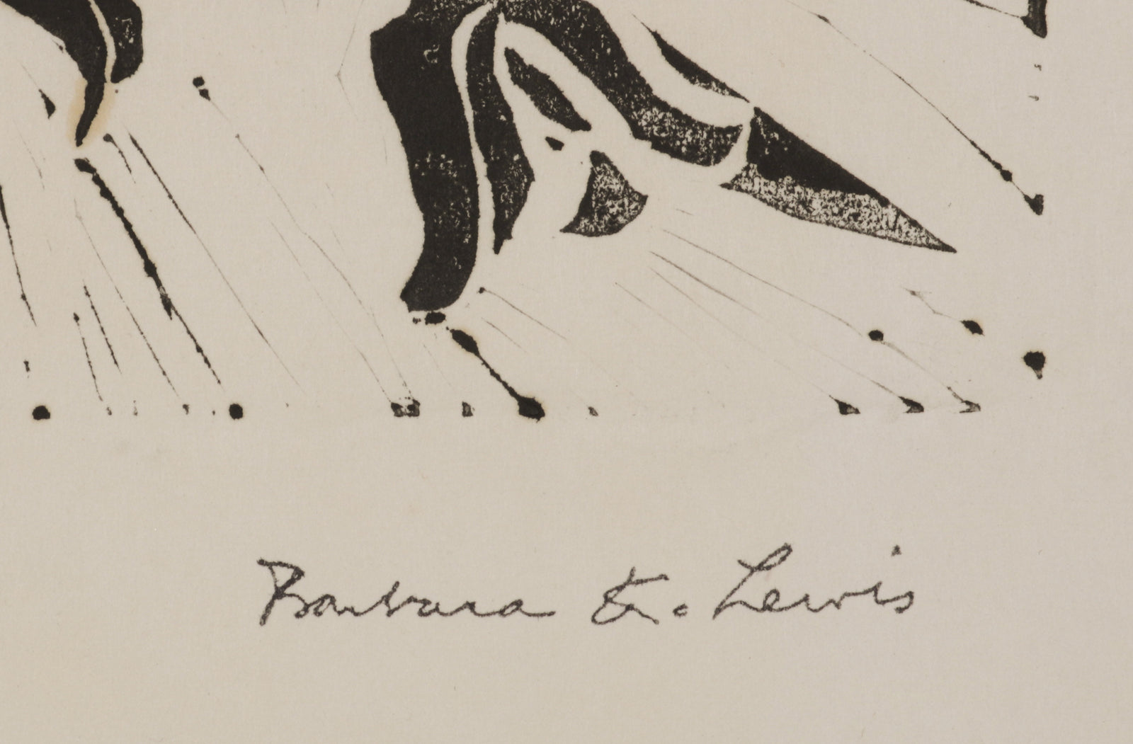 Still Life with Flower & Fruit <br>1960s Linoleum Block Print <br><br>#B5593