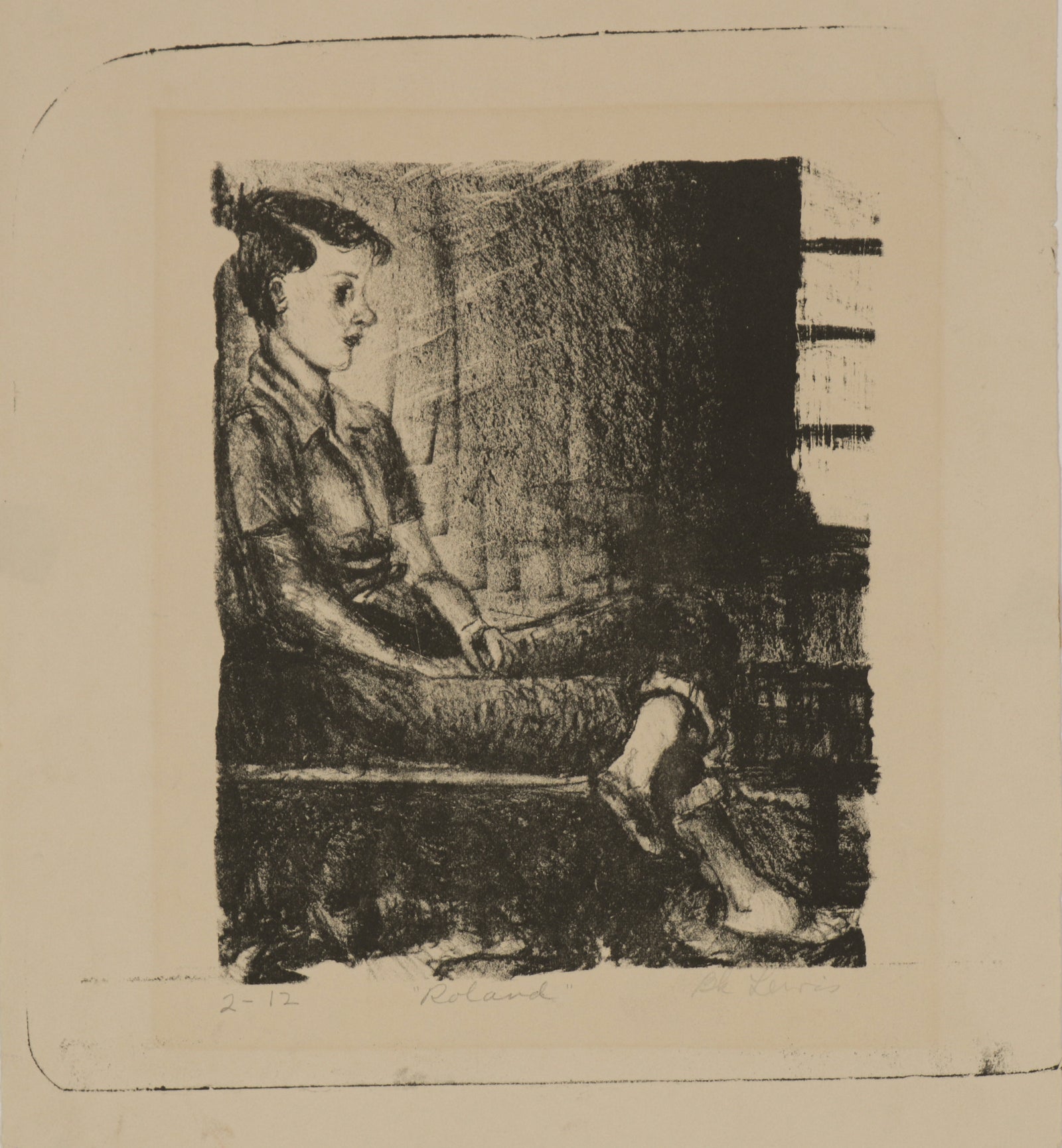 <i>Roland</i> <br>1940-60s Stone Lithograph <br><br>#B5598